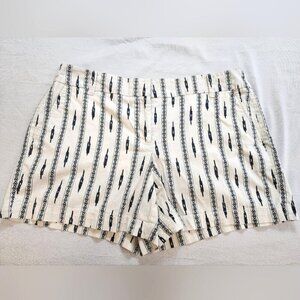Ann Taylor Loft Women's Black + White Stripped Ornate 100% Cotton Shorts, sz 8